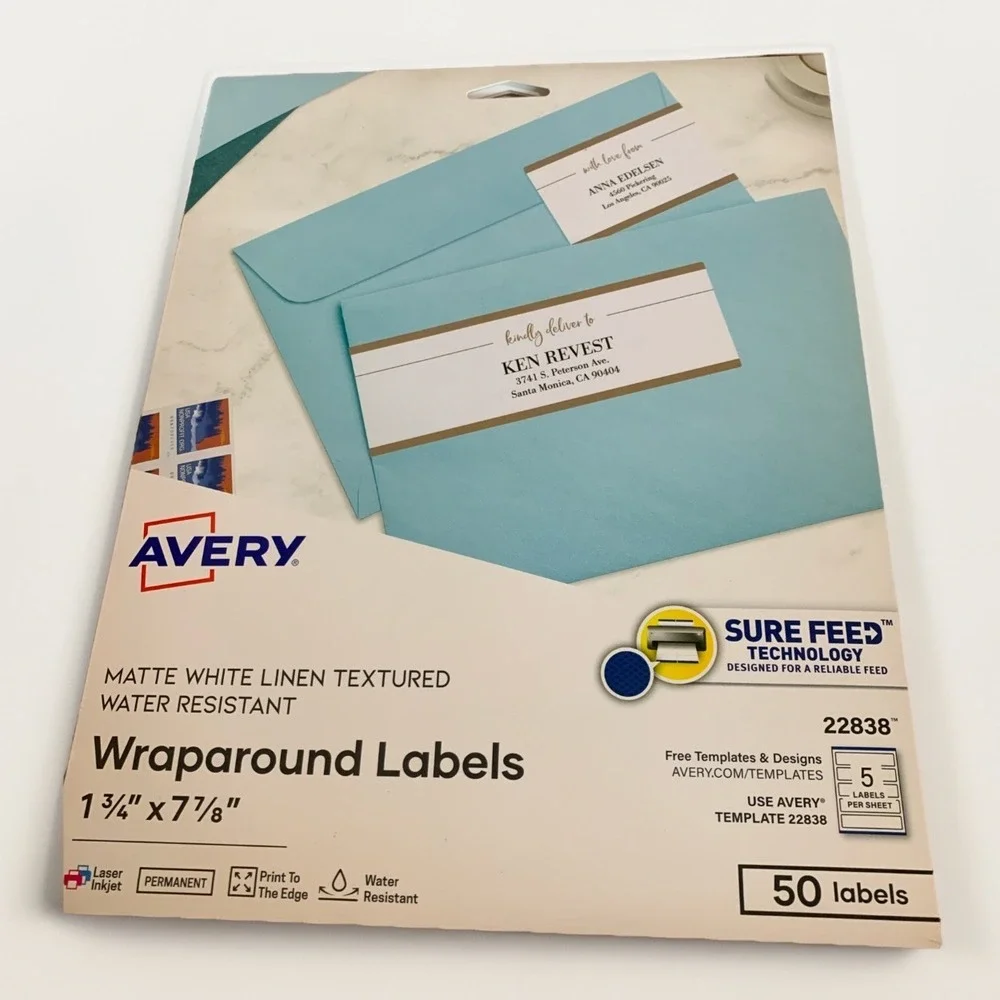 Avery 22838 50 Wrap Around M Labels‎ 1 3/4 X 7 7/8